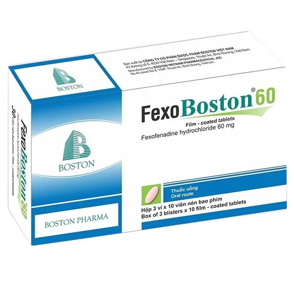 Hình ảnh Thuốc Fexo Boston 60 điều trị viêm mũi dị ứng theo mùa, mày đay mạn tính vô căn (3 vỉ x 10 viên)