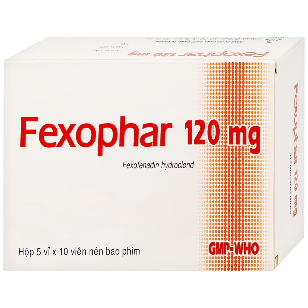 Hình ảnh Thuốc Fexophar 120mg TV.Pharm điều trị triệu chứng viêm mũi dị ứng, sổ mũi, hắt hơi, dị ứng da (5 vỉ x 10 viên)
