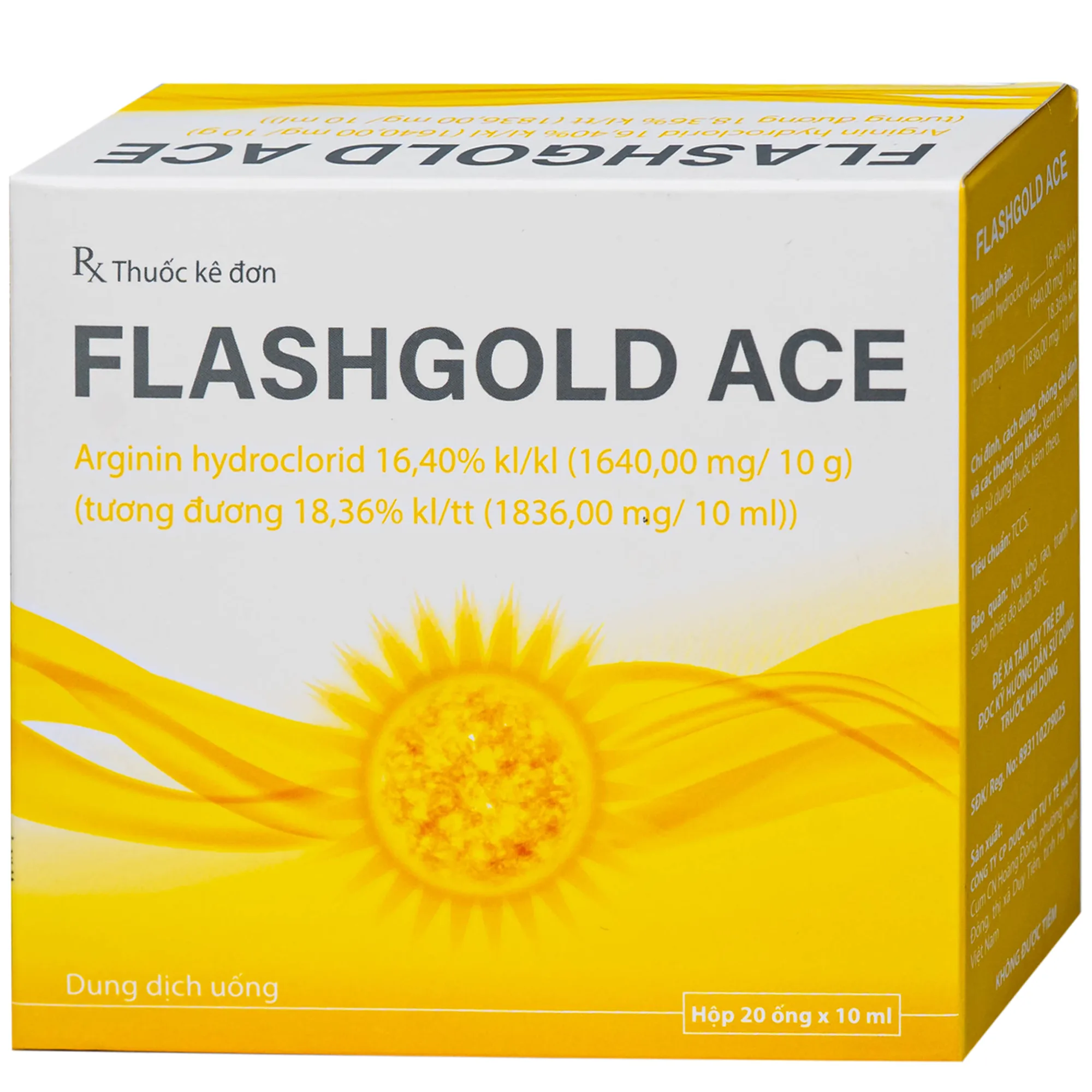 Hình ảnh Thuốc FLASHGOLD ACE điều trị Các tình trạng rối loạn tiêu hóa trên người lớn, Suy nhược chức năng trên đối tượng người lớn hay trẻ em (20 ống x 5ml)