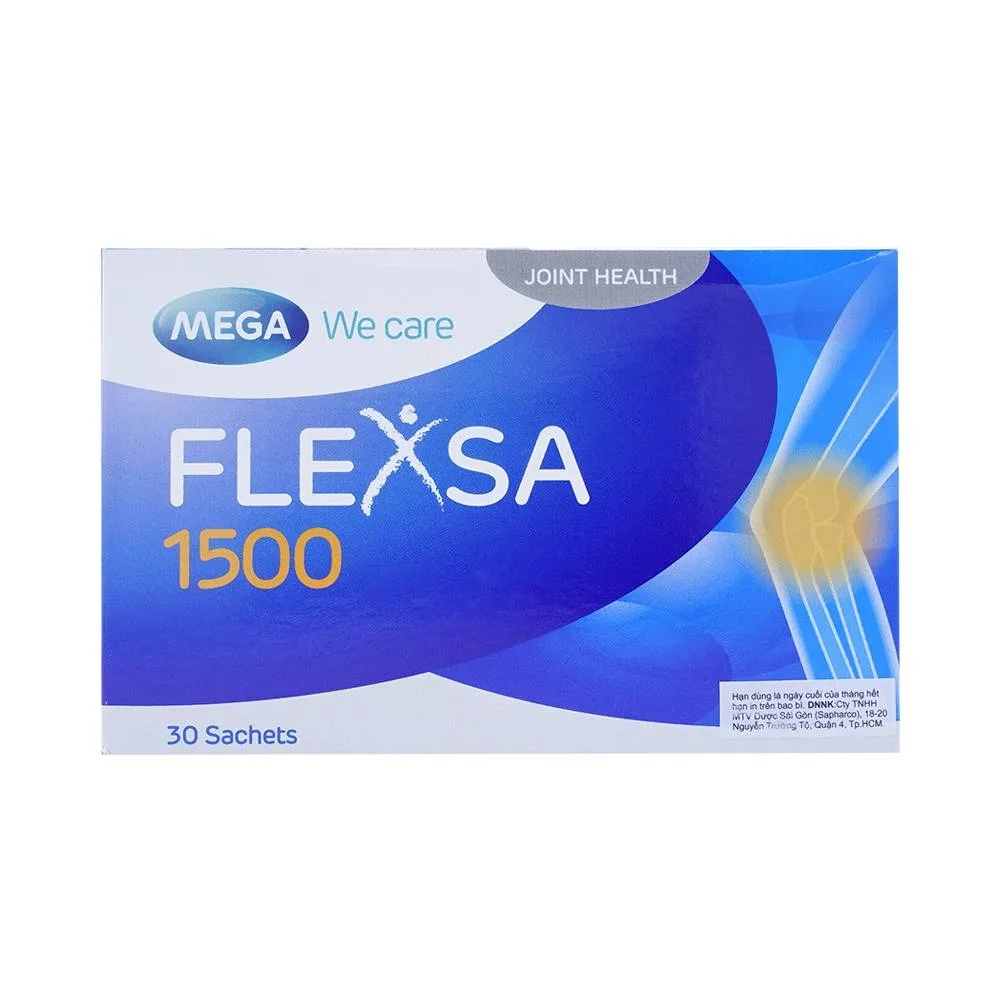 Hình ảnh Bột pha dung dịch uống Flexsa 1500 MEGA We care giảm triệu chứng viêm khớp gối nhẹ và trung bình (30 gói)