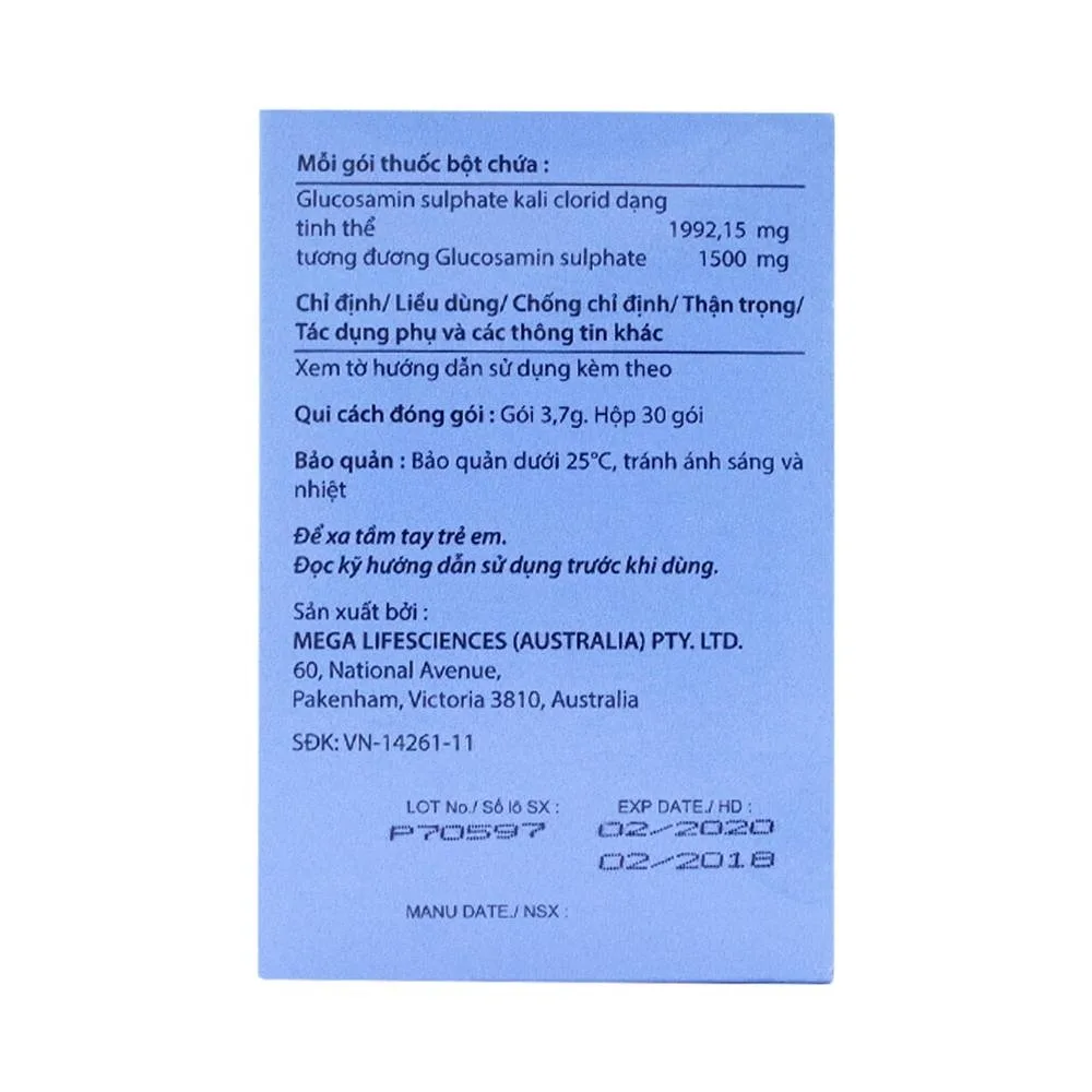 Hình ảnh Bột pha dung dịch uống Flexsa 1500 MEGA We care giảm triệu chứng viêm khớp gối nhẹ và trung bình (30 gói)