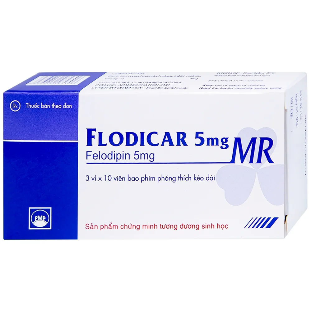 Hình ảnh Thuốc Flodicar MR 5mg Pymepharco điều trị tăng huyết áp (3 vỉ x 10 viên)