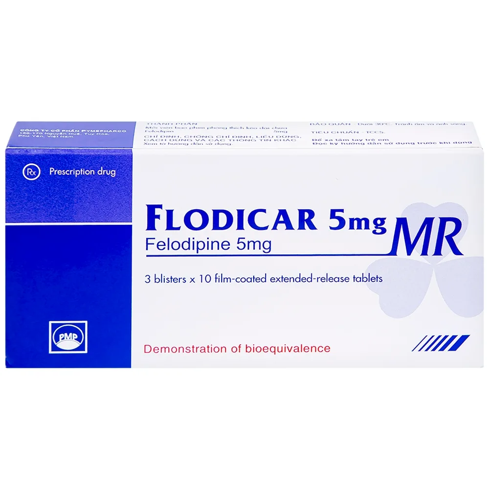 Hình ảnh Thuốc Flodicar MR 5mg Pymepharco điều trị tăng huyết áp (3 vỉ x 10 viên)