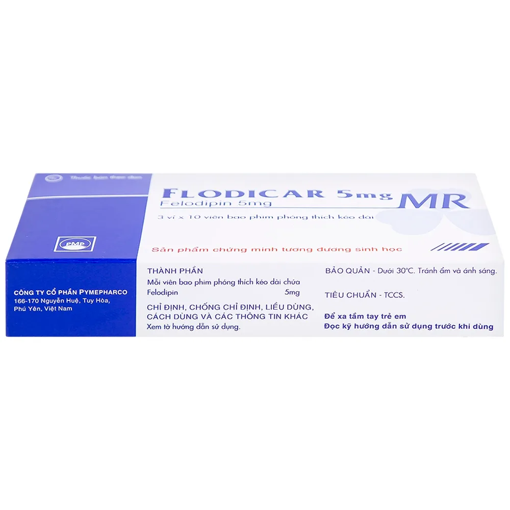 Hình ảnh Thuốc Flodicar MR 5mg Pymepharco điều trị tăng huyết áp (3 vỉ x 10 viên)