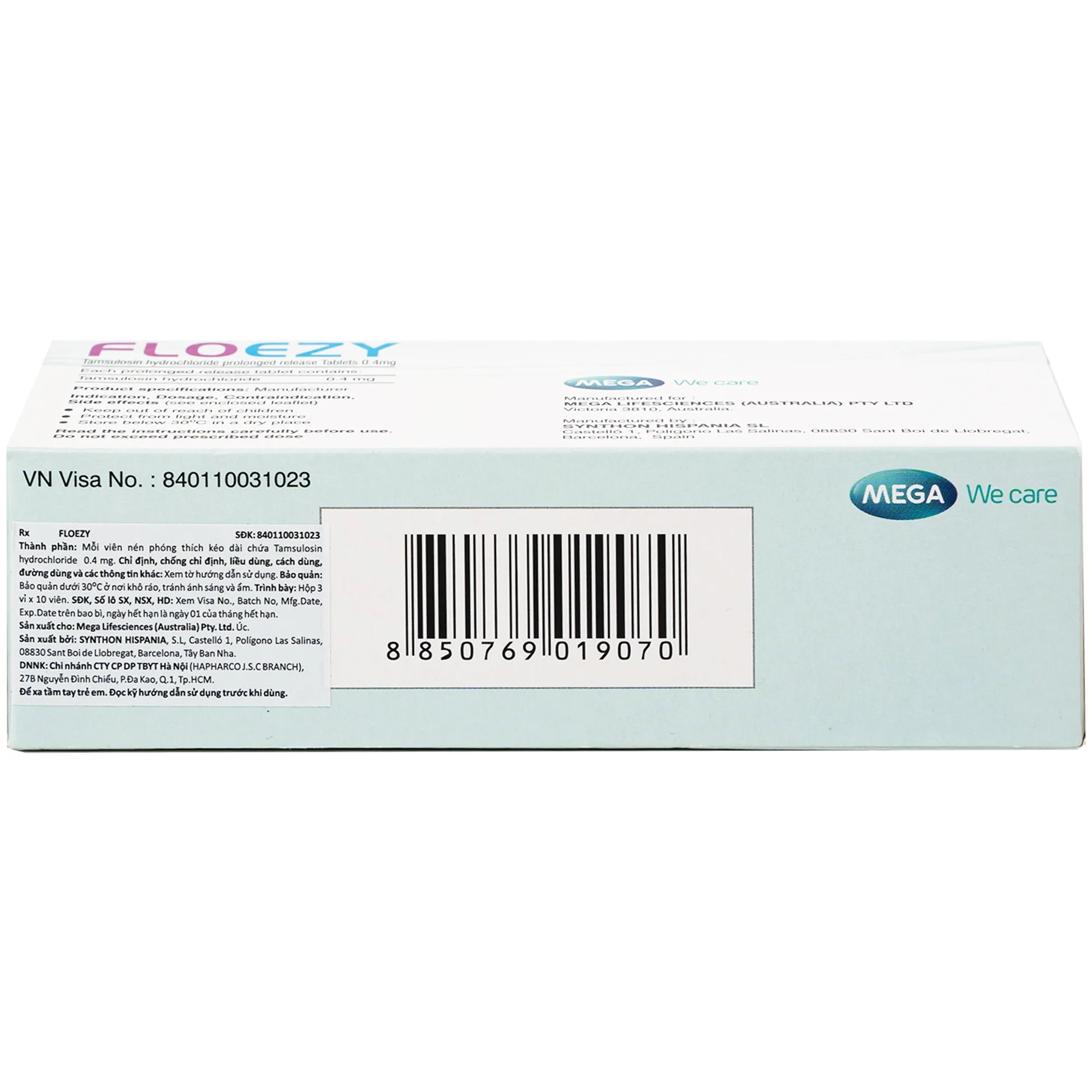 Hình ảnh Thuốc Floezy 0.4mg MEGA We care điều trị triệu chứng của đường tiểu dưới (3 vỉ x 10 viên)