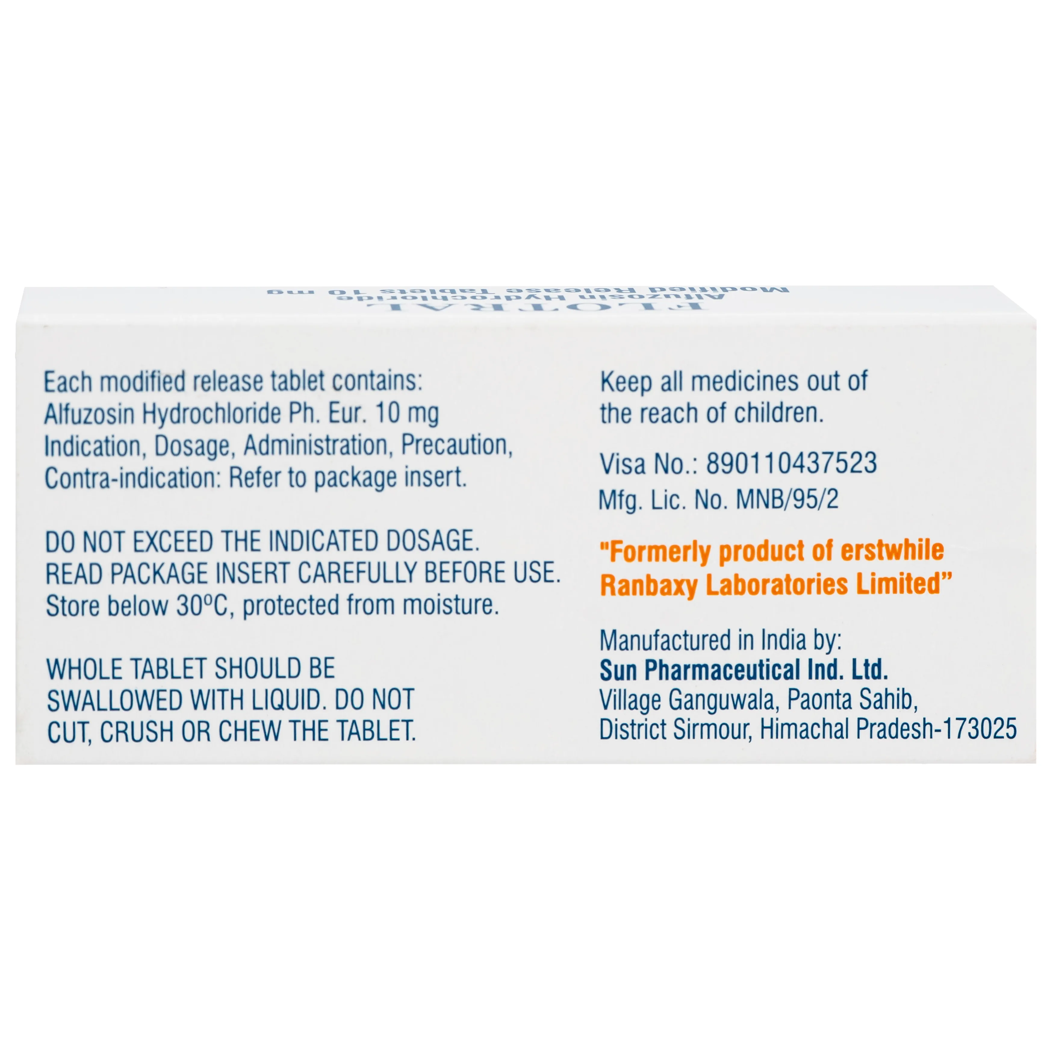 Hình ảnh Thuốc Flotral Sun Pharma 10MG điều trị các dấu hiệu và triệu chứng của tăng sản lành tính tuyến tiền liệt (Bph) (1 Vỉ X 10 Viên)