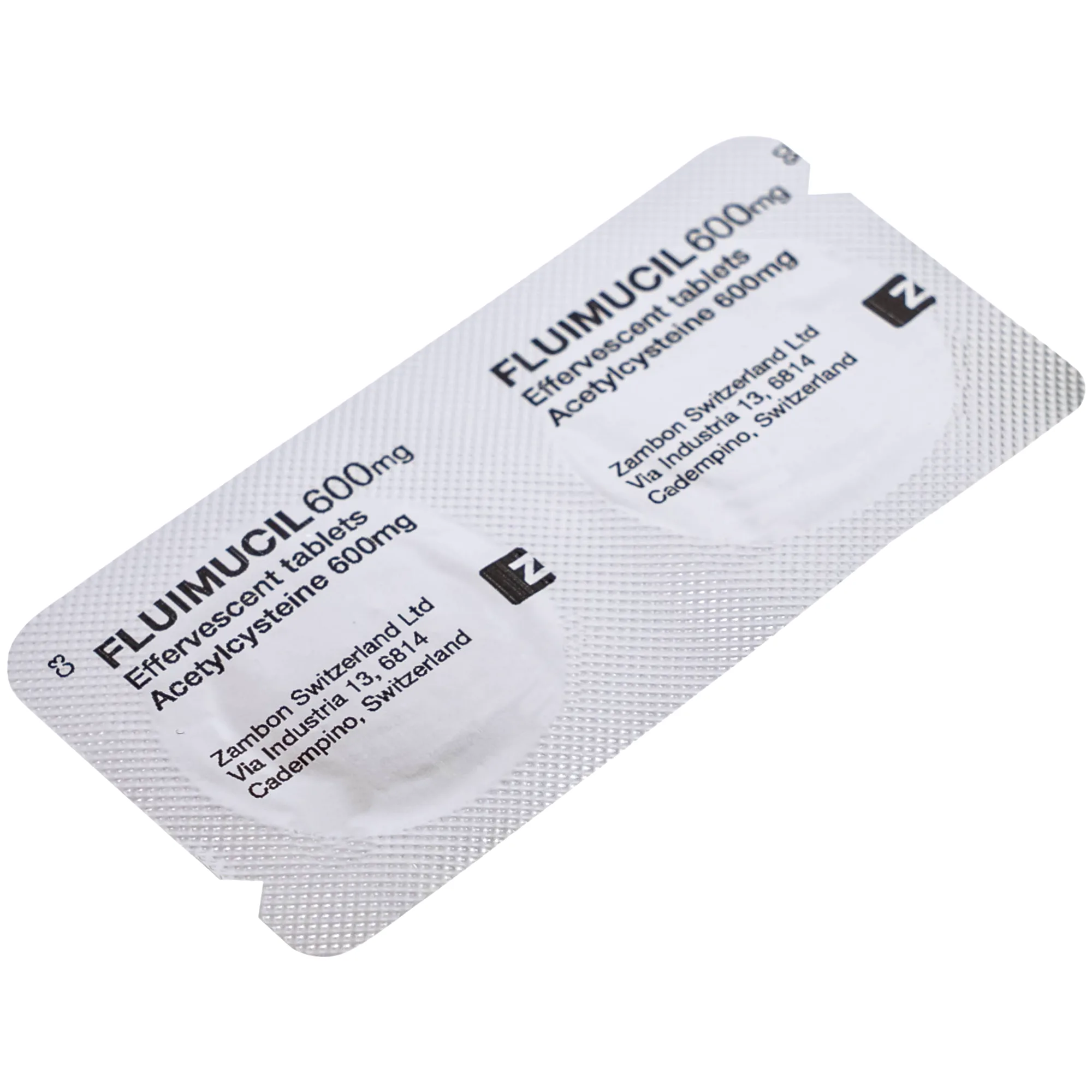 Hình ảnh Thuốc Fluimucil 600mg Zambon điều trị bệnh hô hấp kèm tăng tiết đờm nhày (5 vỉ x 2 viên)