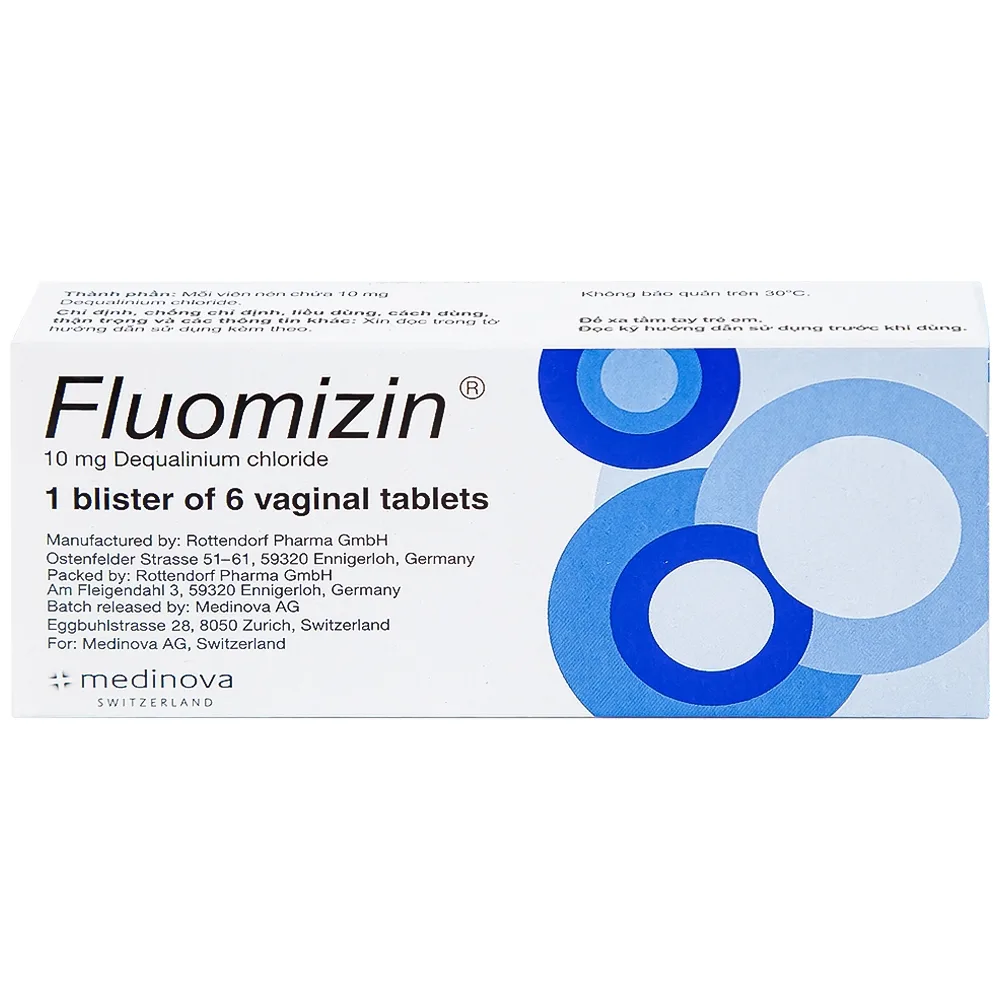 Hình ảnh Viên đặt âm đạo Fluomizin Medinova điều trị nhiễm nấm âm đạo, nhiễm khuẩn âm đạo (1 vỉ x 6 viên)