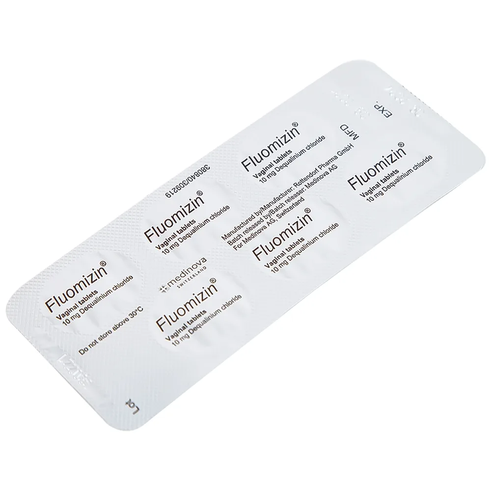 Hình ảnh Viên đặt âm đạo Fluomizin Medinova điều trị nhiễm nấm âm đạo, nhiễm khuẩn âm đạo (1 vỉ x 6 viên)