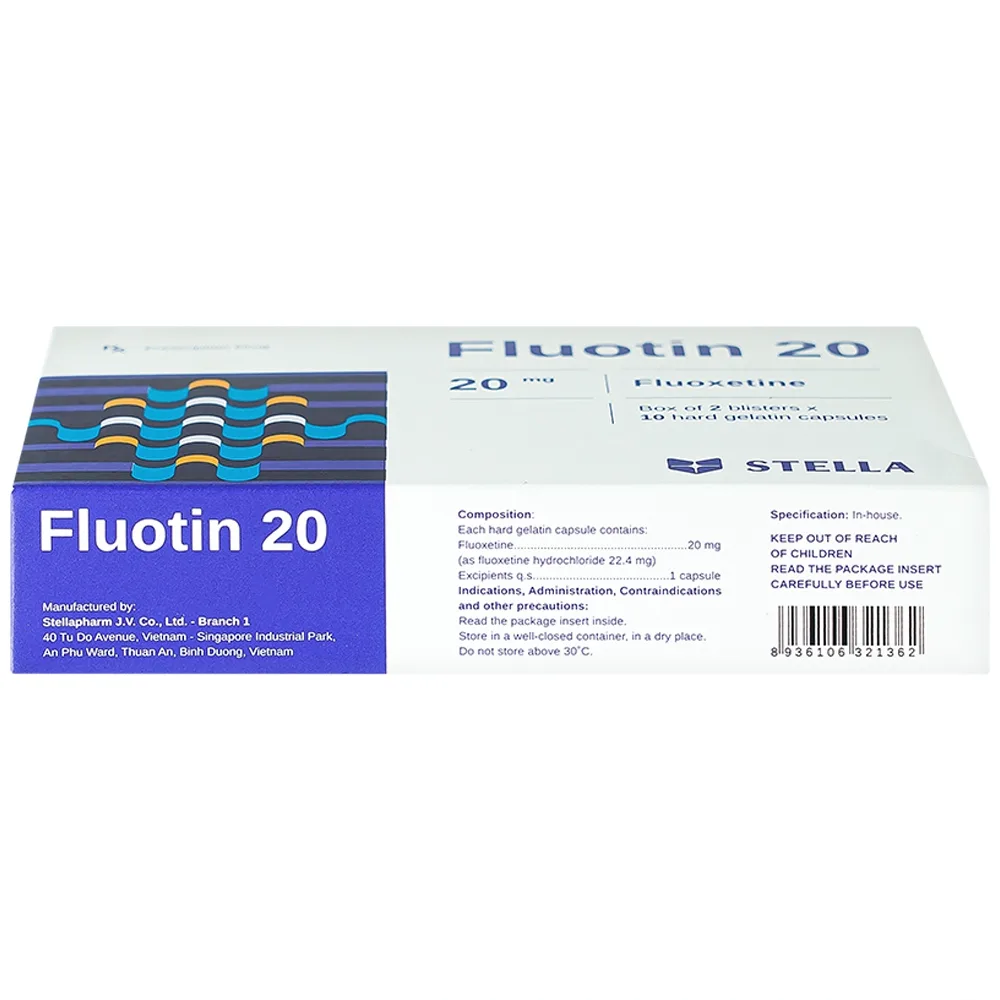 Hình ảnh Thuốc Fluotin 20 Stella điều trị trầm cảm, rối loạn xung lực cưỡng bức ám ảnh (2 vỉ x 10 viên)
