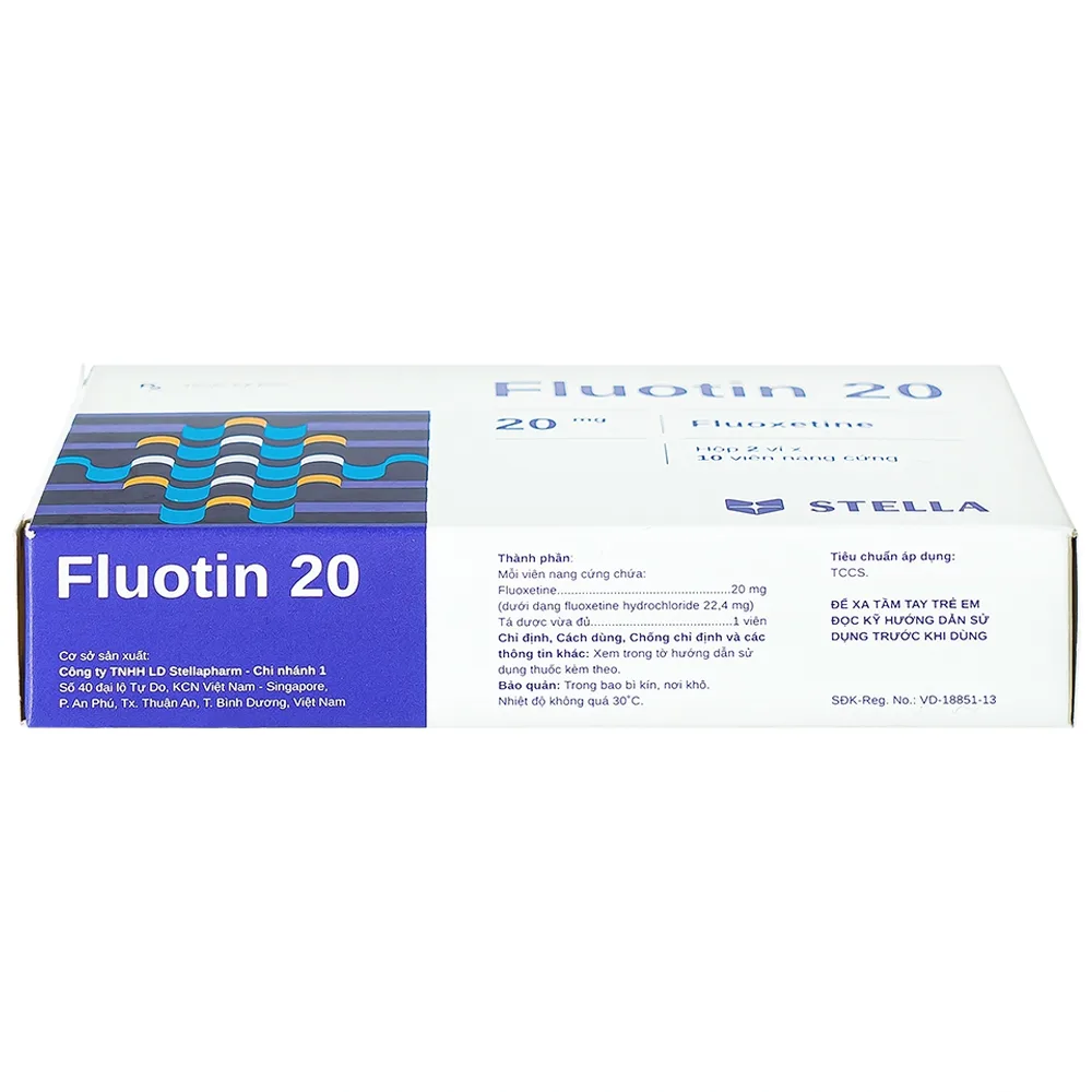 Hình ảnh Thuốc Fluotin 20 Stella điều trị trầm cảm, rối loạn xung lực cưỡng bức ám ảnh (2 vỉ x 10 viên)