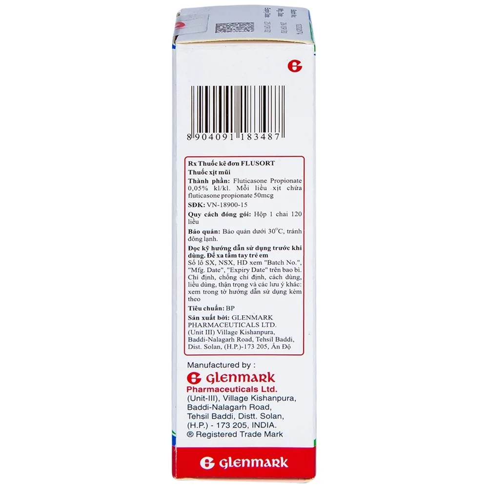 Hình ảnh Xịt mũi Flusort 50mcg/liều Glenmark điều trị viêm mũi dị ứng theo mùa, viêm mũi quanh năm (120 liều)