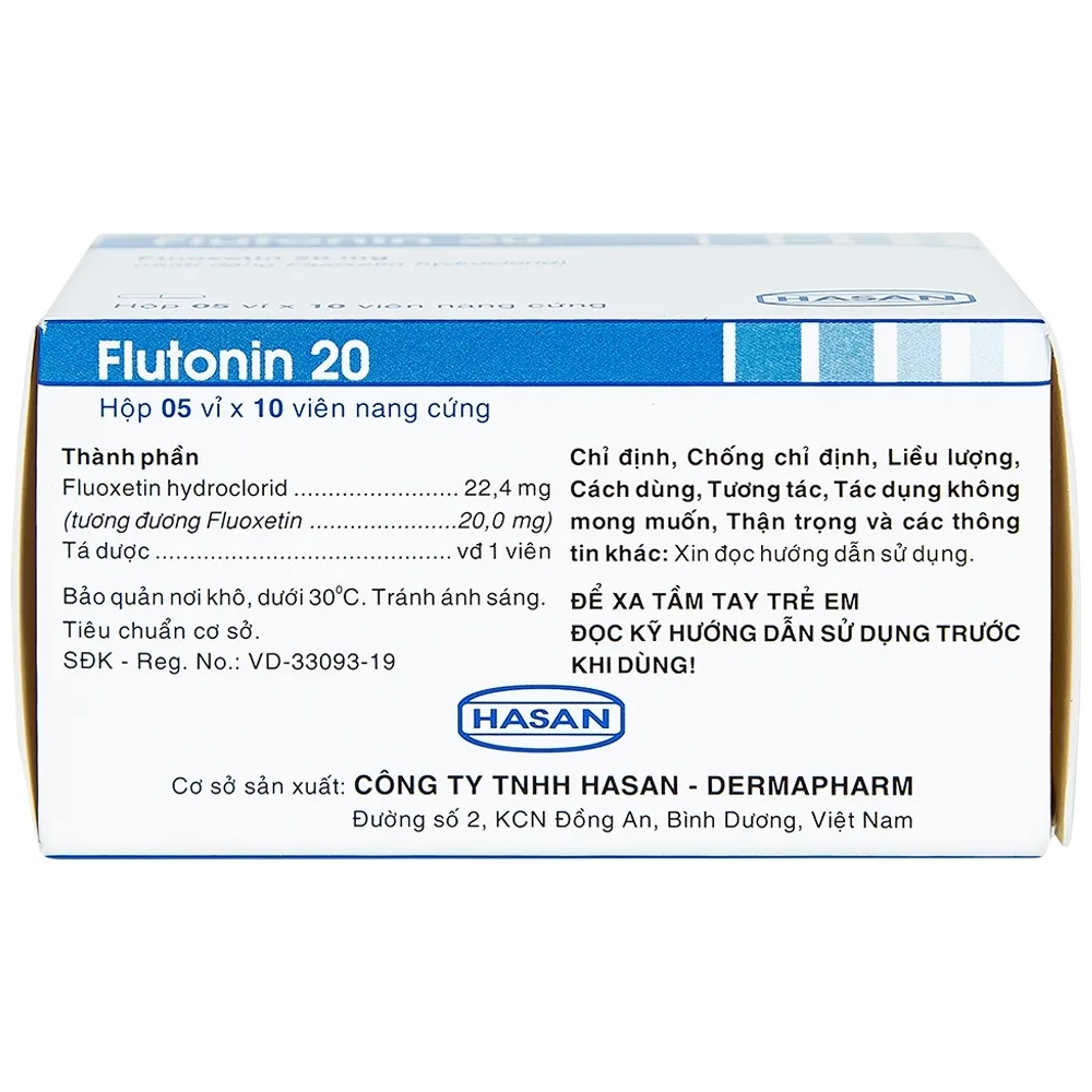 Hình ảnh Thuốc Flutonin 20 Hasan điều trị bệnh trầm cảm (5 vỉ x 10 viên)