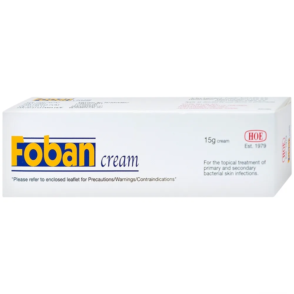 Hình ảnh Kem Foban Cream điều trị tổn thương da do Staphylococcus, Streptococcus (15g)
