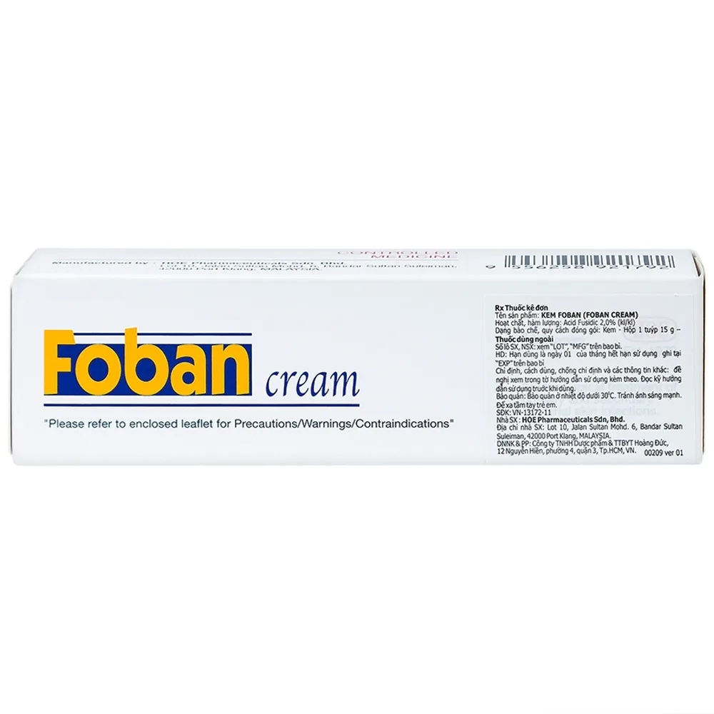 Hình ảnh Kem Foban Cream điều trị tổn thương da do Staphylococcus, Streptococcus (15g)
