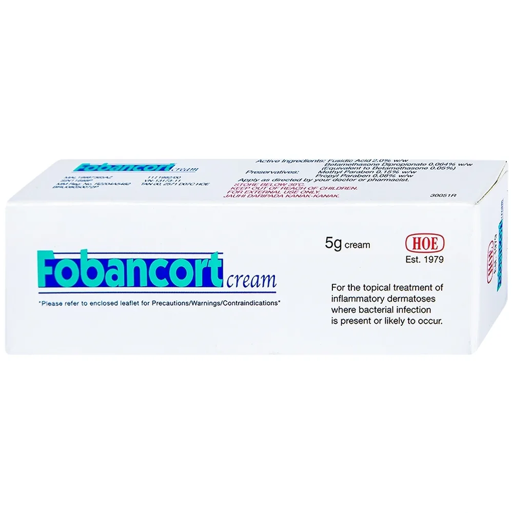 Hình ảnh Kem Fobancort Cream điều trị vảy nến, viêm da do nhiễm khuẩn (5g)
