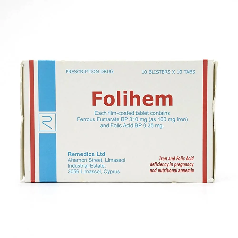 Hình ảnh Thuốc Folihem Remedica phòng ngừa thiếu máu do thiếu sắt và acid folic trong thai kỳ (10 vỉ x 10 viên)