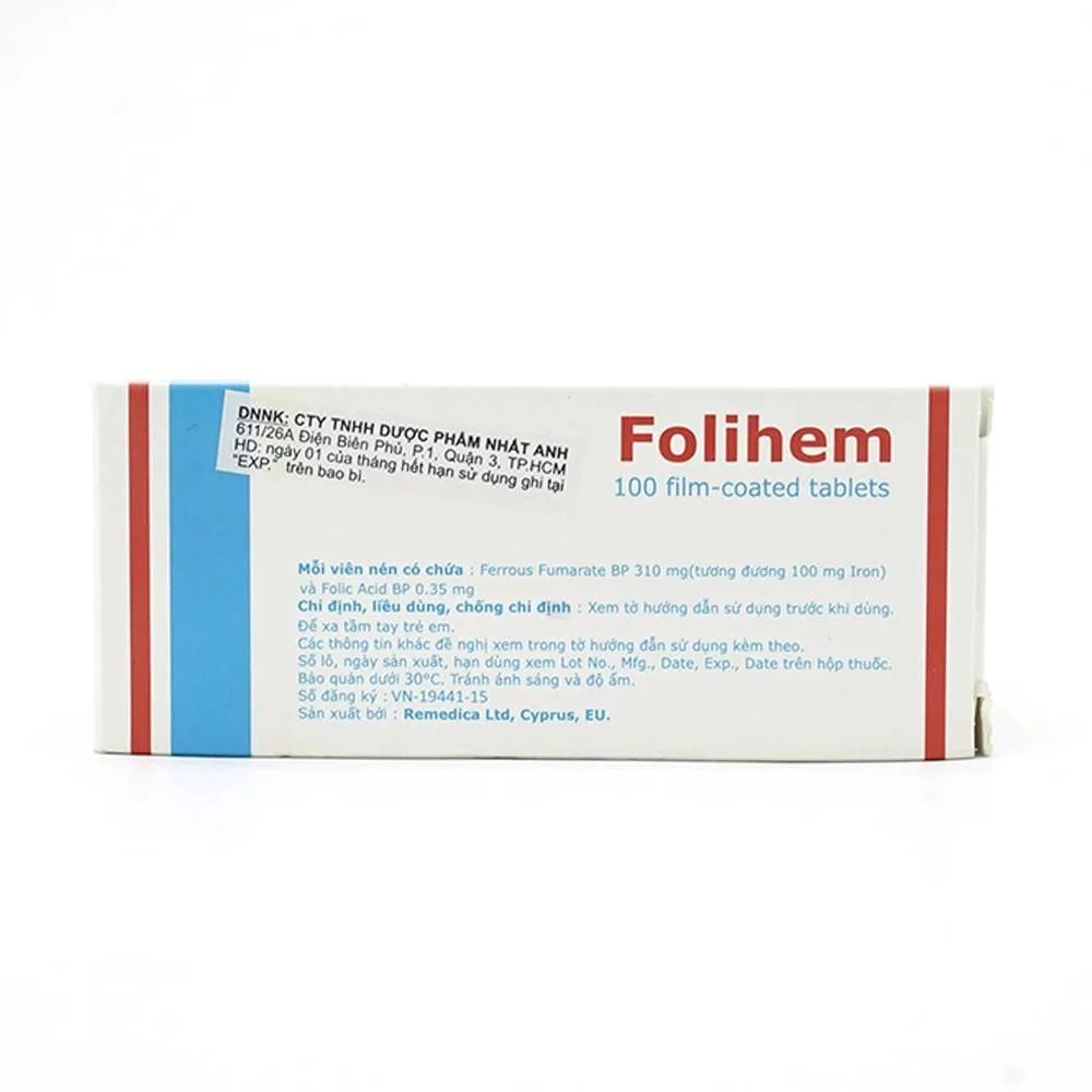 Hình ảnh Thuốc Folihem Remedica phòng ngừa thiếu máu do thiếu sắt và acid folic trong thai kỳ (10 vỉ x 10 viên)
