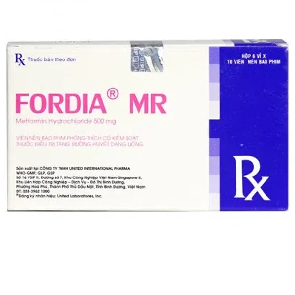 Hình ảnh Thuốc Fordia MR 500mg United điều trị đái tháo đường típ 2 (6 vỉ x 10 viên)