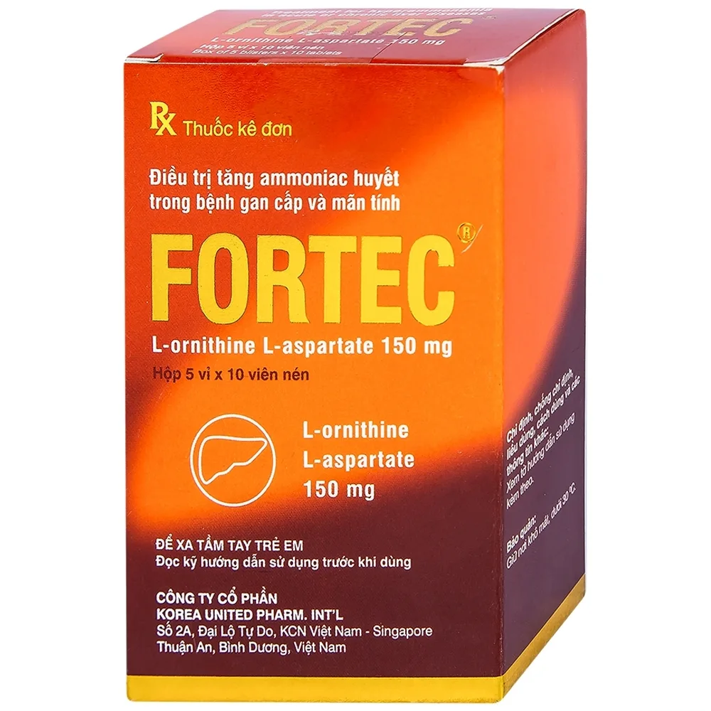 Hình ảnh Thuốc Fortec United tăng ammoniac huyết trong bệnh gan cấp và mãn tính (5 vỉ x 10 viên)