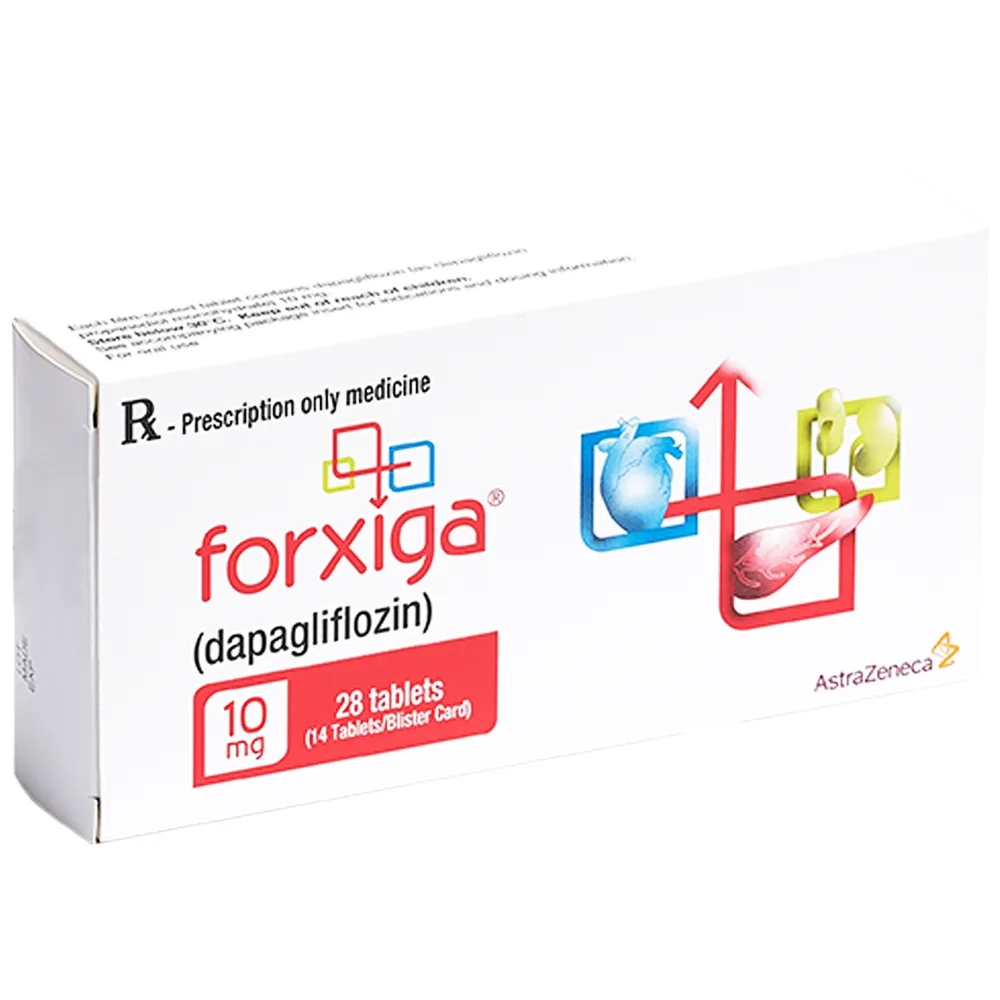 Hình ảnh Thuốc Forxiga AstraZeneca điều trị đái tháo đường típ 2, suy tim, bệnh thận mạn (2 vỉ x 14 viên)