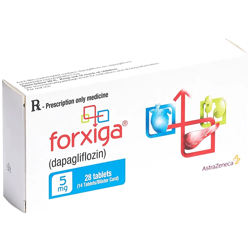 Hình ảnh Thuốc Forxiga AstraZeneca điều trị đái tháo đường típ 2, suy tim, bệnh thận mạn (2 vỉ x 14 viên)
