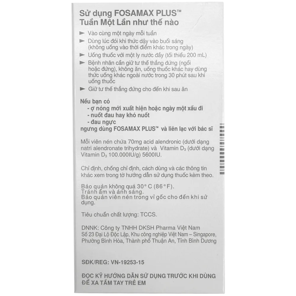 Hình ảnh Thuốc Fosamax Plus 70mg/5600IU Organon điều trị loãng xương (1 vỉ x 4 viên)