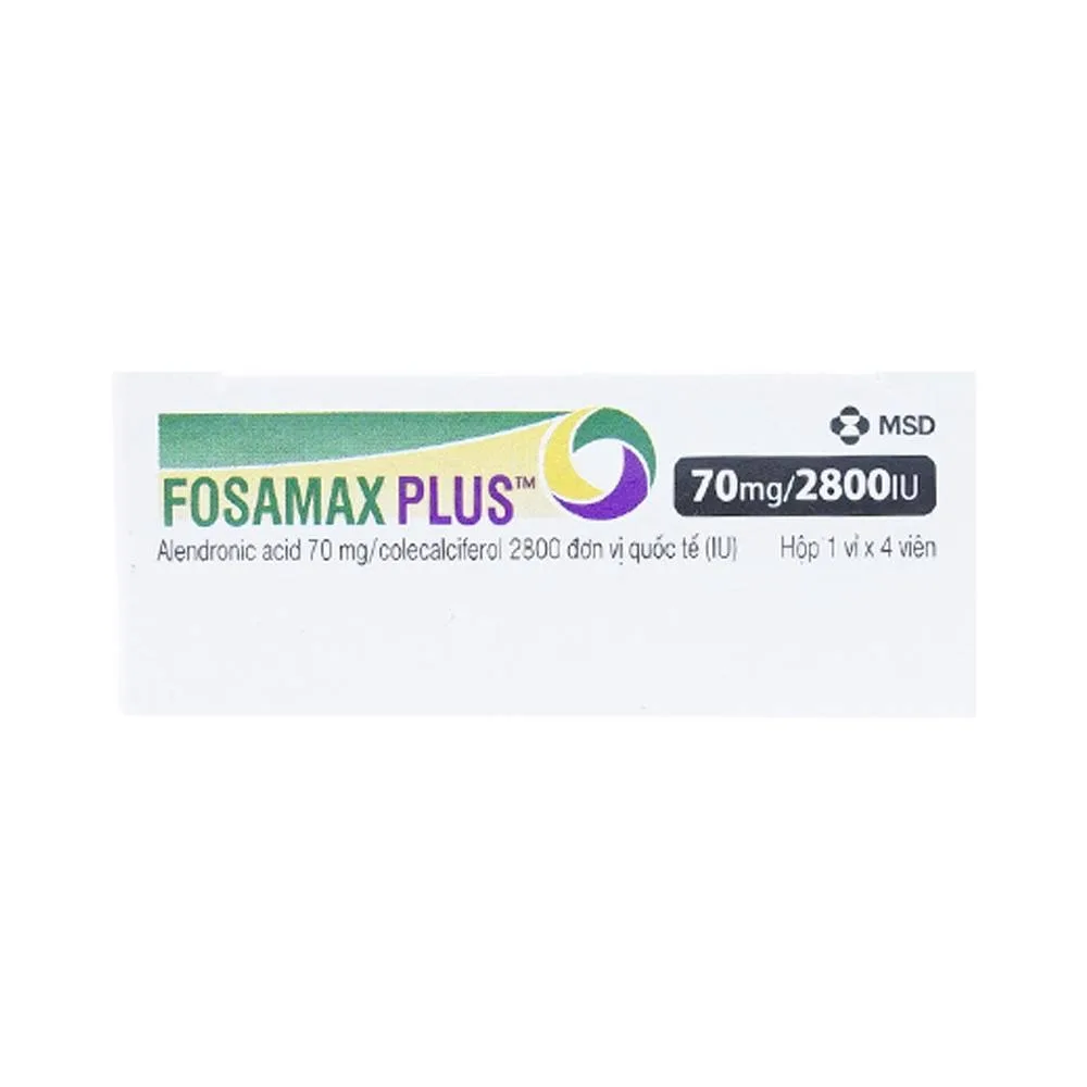 Hình ảnh Thuốc Fosamax Plus 70mg/2800IU MSD điều trị loãng xương (1 vỉ x 4 viên)