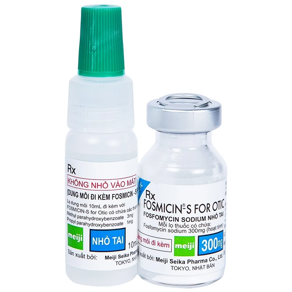 Hình ảnh Thuốc nhỏ tai Fosmicin-S For Otic Meiji 300mg điều trị viêm tai ngoài, viêm tai giữa (10ml)