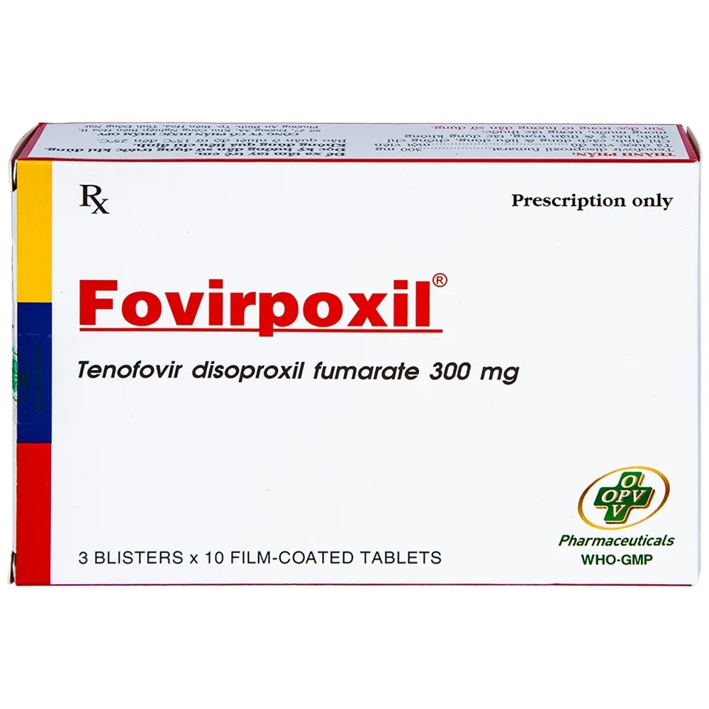 Hình ảnh Thuốc Fovirpoxil 300mg OPV điều trị HIV-1, viêm gan B ở người lớn (3 vỉ x 10 viên)