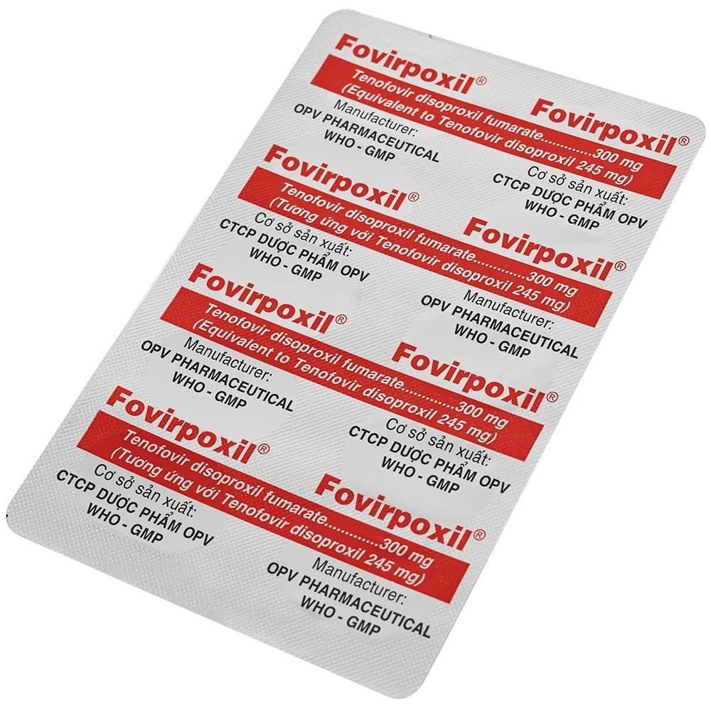 Hình ảnh Thuốc Fovirpoxil Opv Tenofovir disoproxil fumarate điều trị viêm gan B, HIV-1 (3 vỉ x 10 viên)
