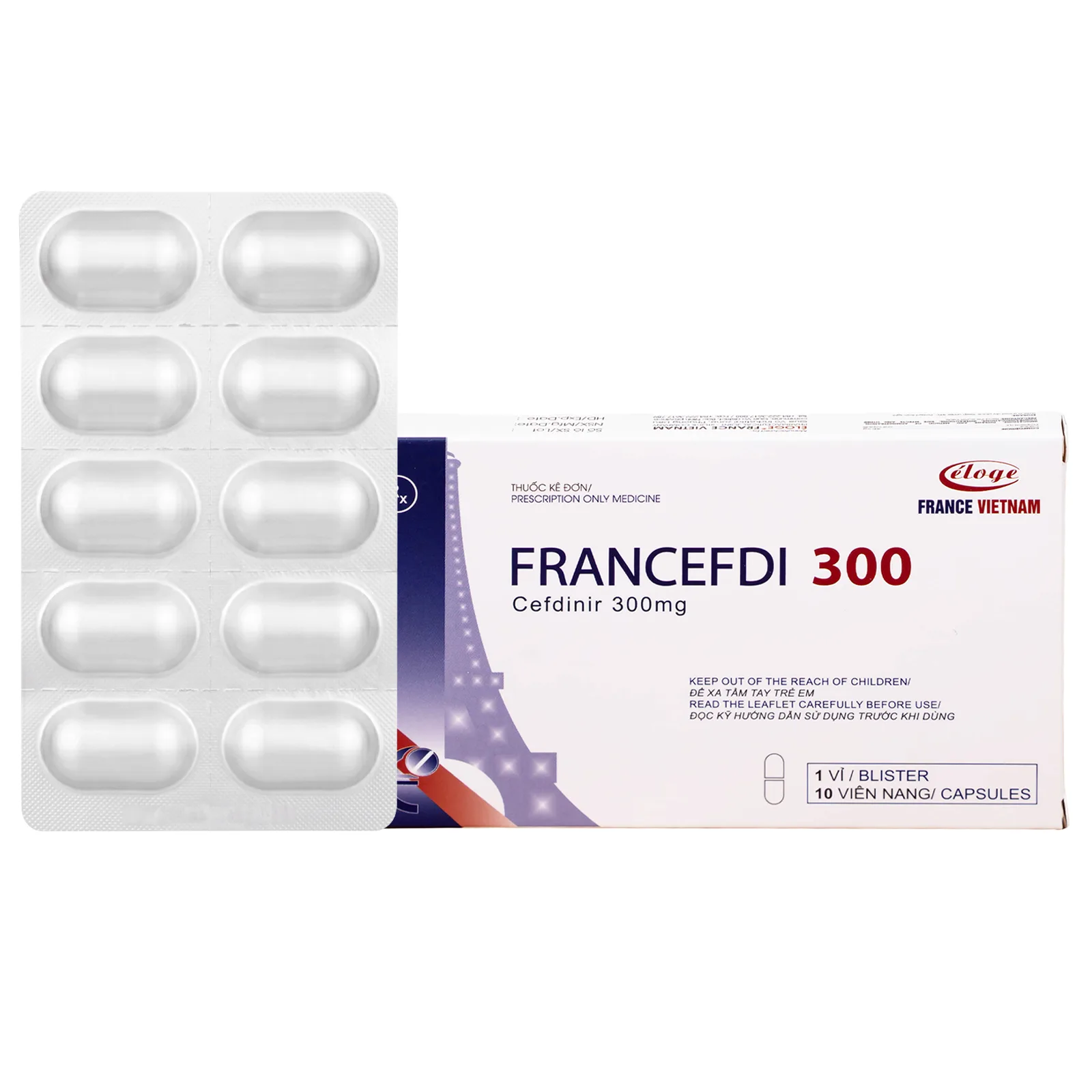Hình ảnh Thuốc Francefdi 300mg Eloge trị viêm họng, viêm amidan, viêm xoang, viêm phế quản (1 vỉ x 10 viên)