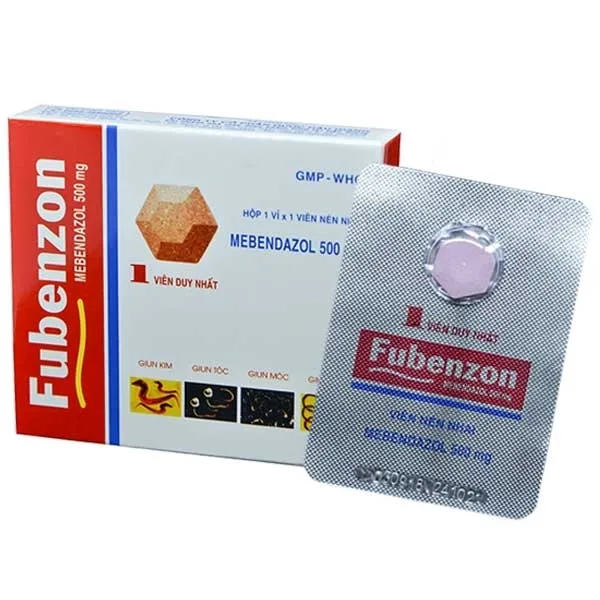 Hình ảnh Thuốc Fubenzon 500mg DHG điều trị nhiễm một hay nhiều loại giun (1 viên)