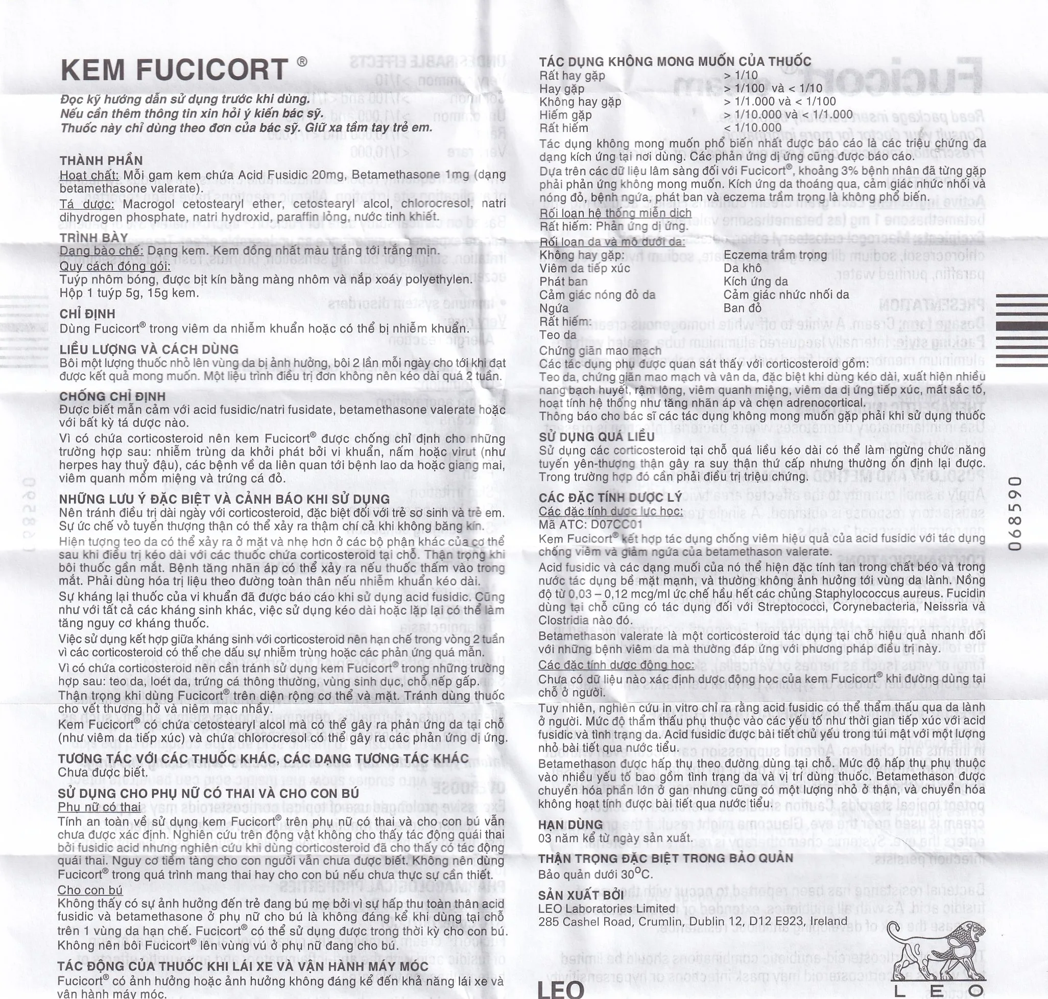 Hình ảnh Kem Fucicort LEO điều trị viêm da nhiễm khuẩn (15g)