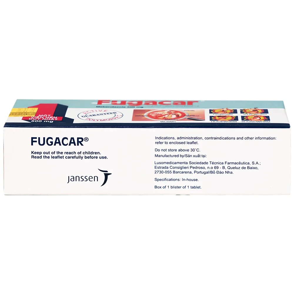 Hình ảnh Thuốc Fugacar 500mg Janssen điều trị nhiễm giun (1 viên)