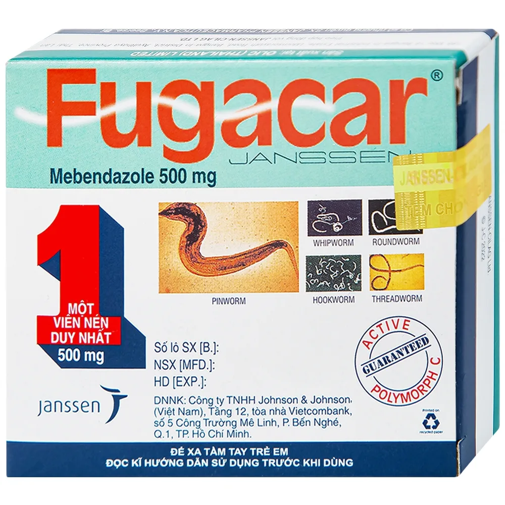 Hình ảnh Thuốc Fugacar Janssen không vị điều trị nhiễm một hoặc nhiều loại giun đường ruột (1 viên)