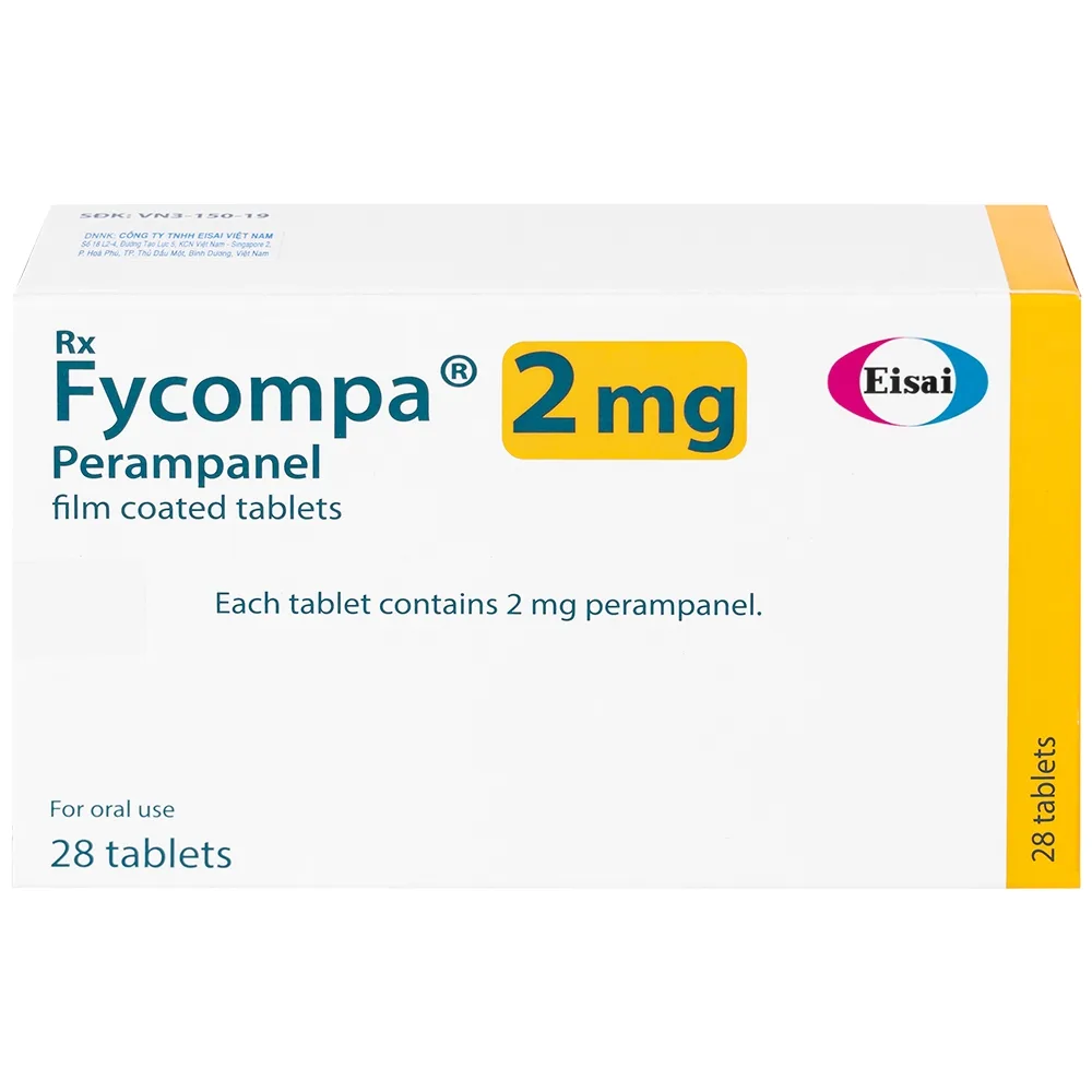 Hình ảnh Thuốc Fycompa 2mg Eisai điều trị bổ trợ cơn động kinh (2 vỉ x 14 viên)