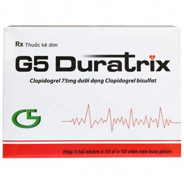 Hình ảnh Thuốc G5 Duratrix Hà Tây giảm nguy cơ nhồi máu cơ tim, đột quỵ, tai biến mạch máu não (5 túi x 10 vỉ x 10 viên)