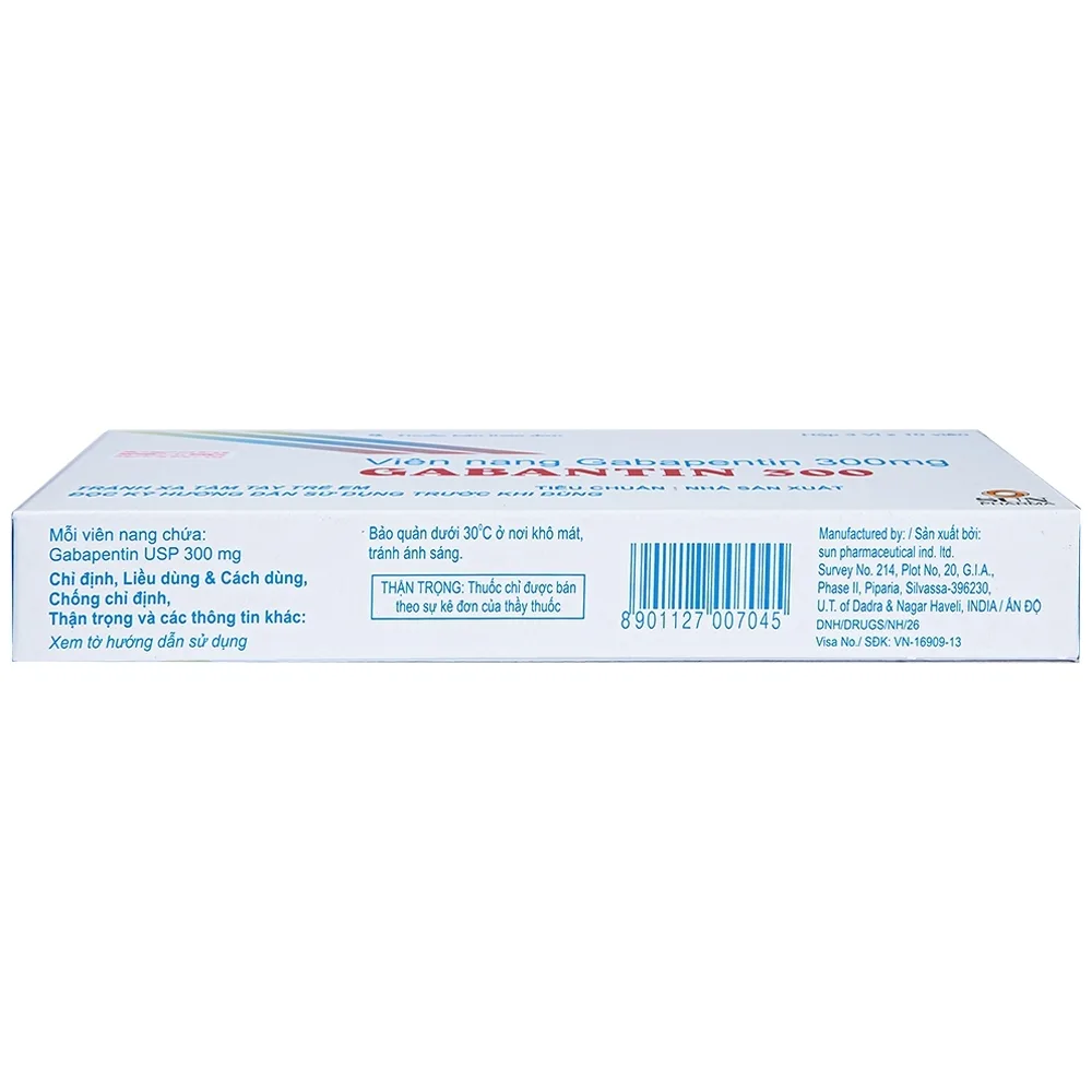 Hình ảnh Thuốc Gabantin 300 Sun Pharma điều trị đau thần kinh sau khi nhiễm herpes (3 vỉ x 10 viên)