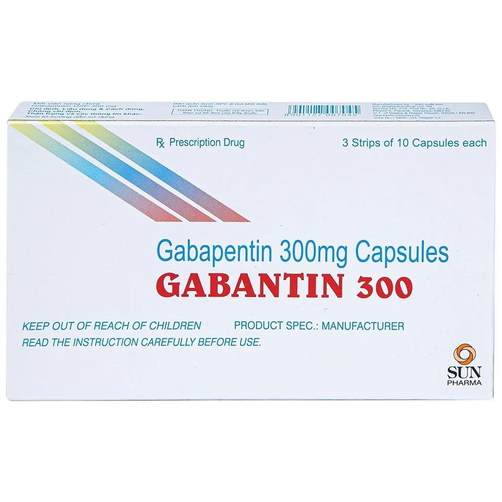 Hình ảnh Thuốc Gabantin 300 Sun Pharma điều trị đau thần kinh sau khi nhiễm herpes (3 vỉ x 10 viên)
