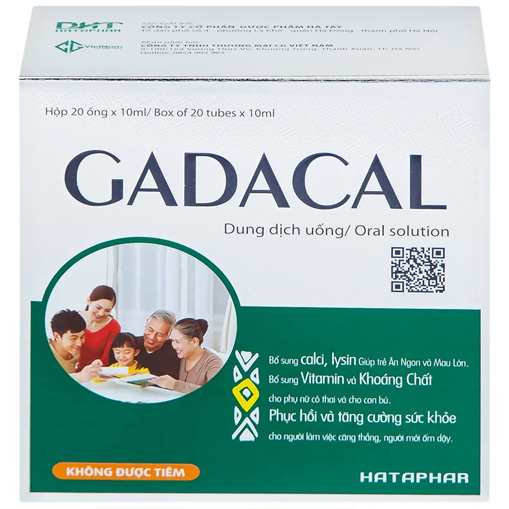 Hình ảnh Dung dịch uống Gadacal Hà Tây bổ sung Calci, Lysin và các Vitamin (20 ống x 10ml)