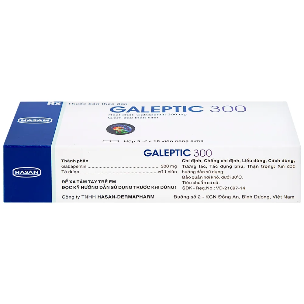 Hình ảnh Thuốc Galeptic 300 Hasan điều trị hỗ trợ trong động kinh cục bộ (3 vỉ x 10 viên)