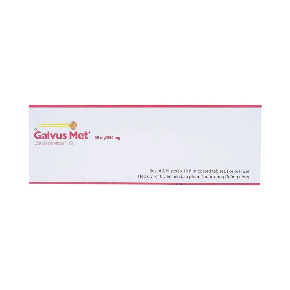 Hình ảnh Thuốc Galvus Met 50mg/850mg Novartis hỗ trợ điều trị đái tháo đường típ 2 (6 vỉ x 10 viên)