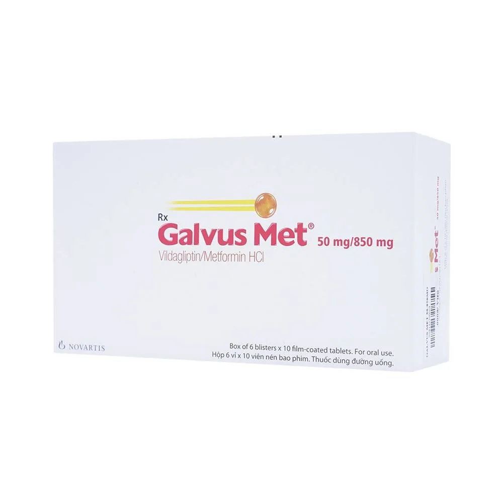 Hình ảnh Thuốc Galvus Met 50mg/850mg Novartis hỗ trợ điều trị đái tháo đường típ 2 (6 vỉ x 10 viên)