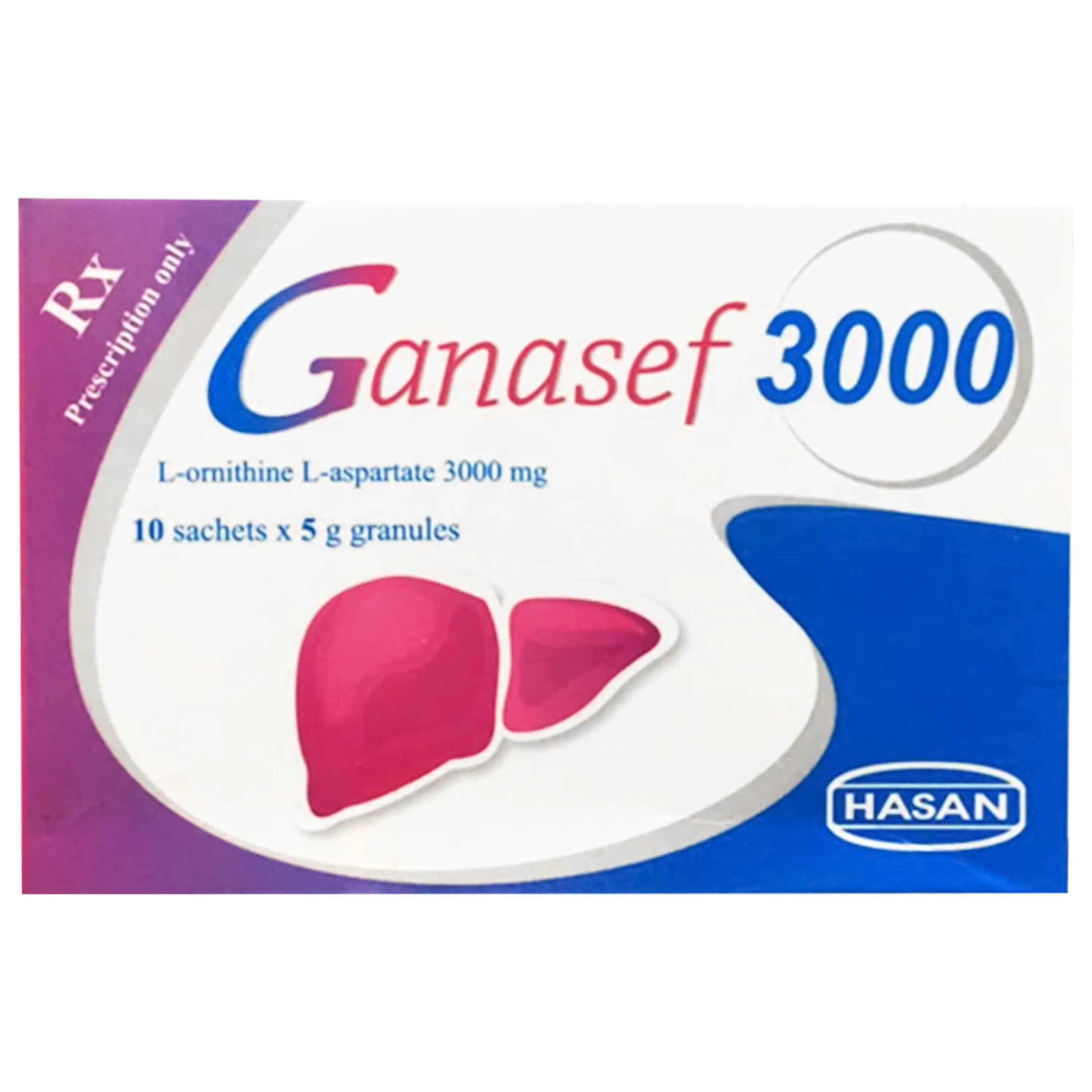 Hình ảnh Thuốc Ganasef 3000mg Hasan Điều trị các bệnh kèm theo và các biến chứng gãy ra bởi bệnh gan cấp tính hoặc mạn tính (10 gói x 5g)