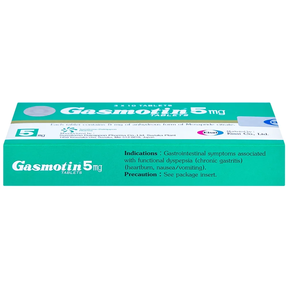 Hình ảnh Thuốc Gasmotin 5mg Eisai điều trị viêm dạ dày mạn tính (3 vỉ x 10 viên)