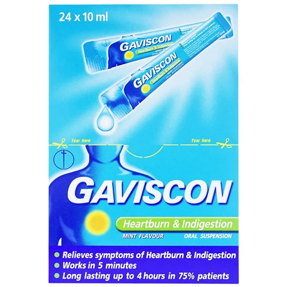 Hình ảnh Hỗn dịch Gaviscon Reckitt Benckiser điều trị trào ngược dạ dày, thực quản (24 gói x 10ml)