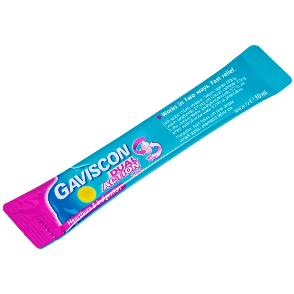 Hình ảnh Hỗn dịch Gaviscon Dual Action Reckitt Benckiser điều trị trào ngược dạ dày, thực quản (24 gói x 10ml)