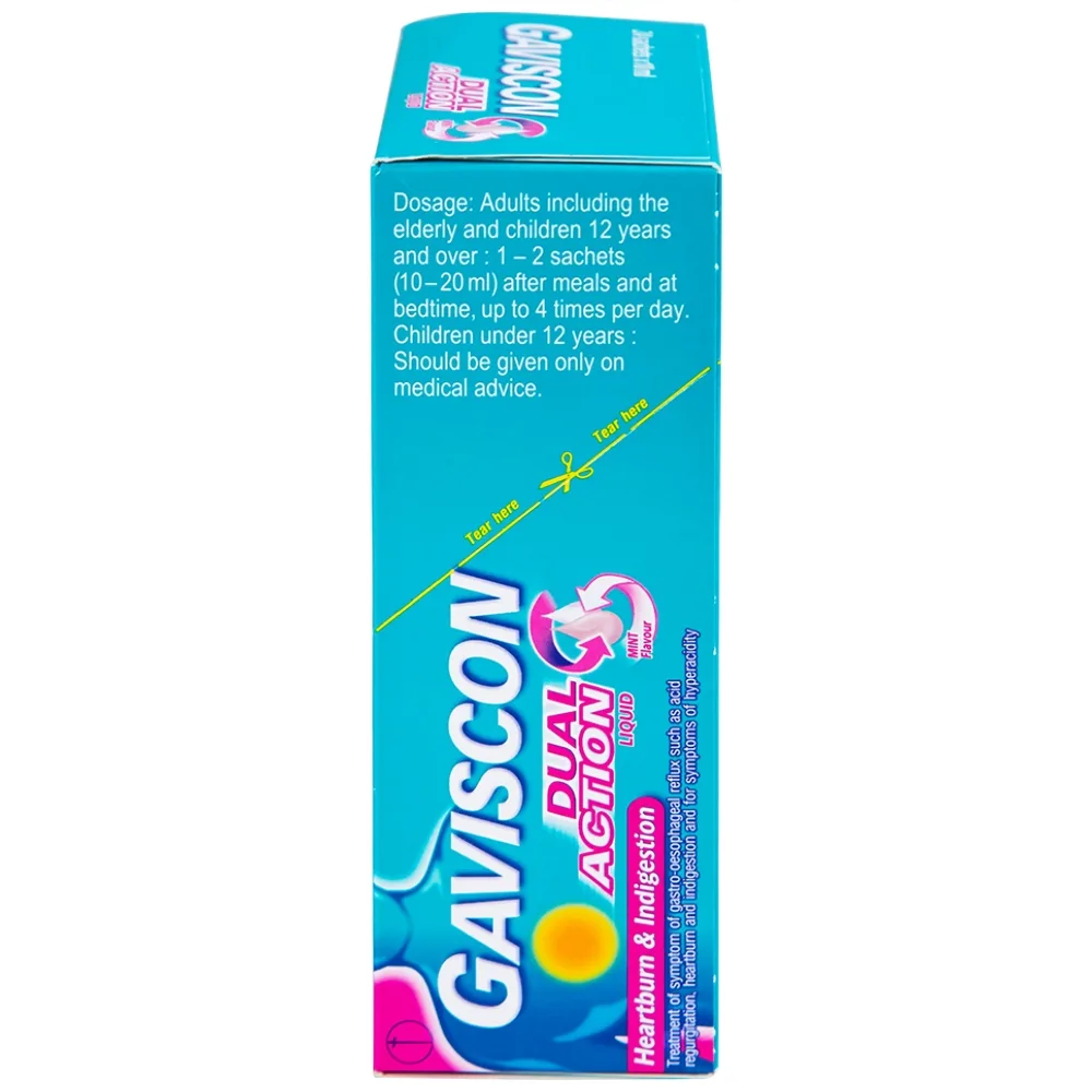 Hình ảnh Hỗn dịch Gaviscon Dual Action Reckitt Benckiser điều trị trào ngược dạ dày, thực quản (24 gói x 10ml)