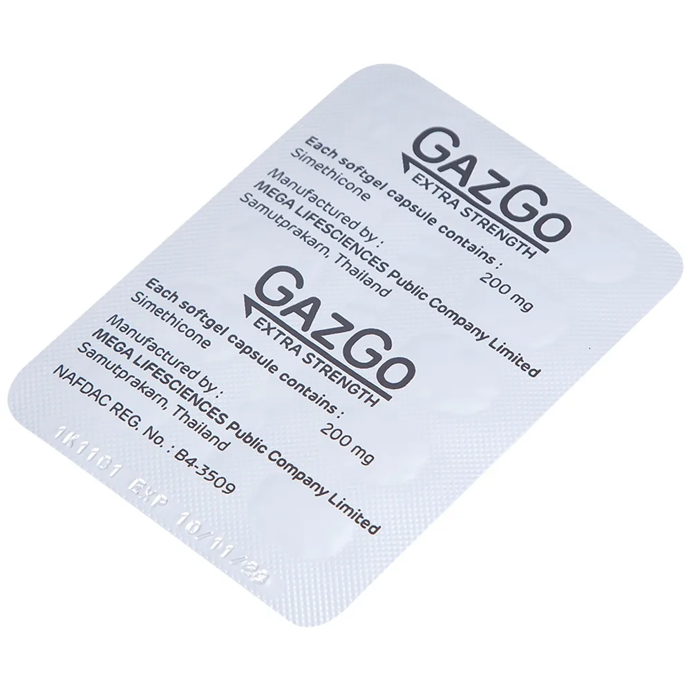 Hình ảnh Thuốc GazGo MEGA We care điều trị khó chịu, căng đau, trướng bụng (3 vỉ x 10 viên)